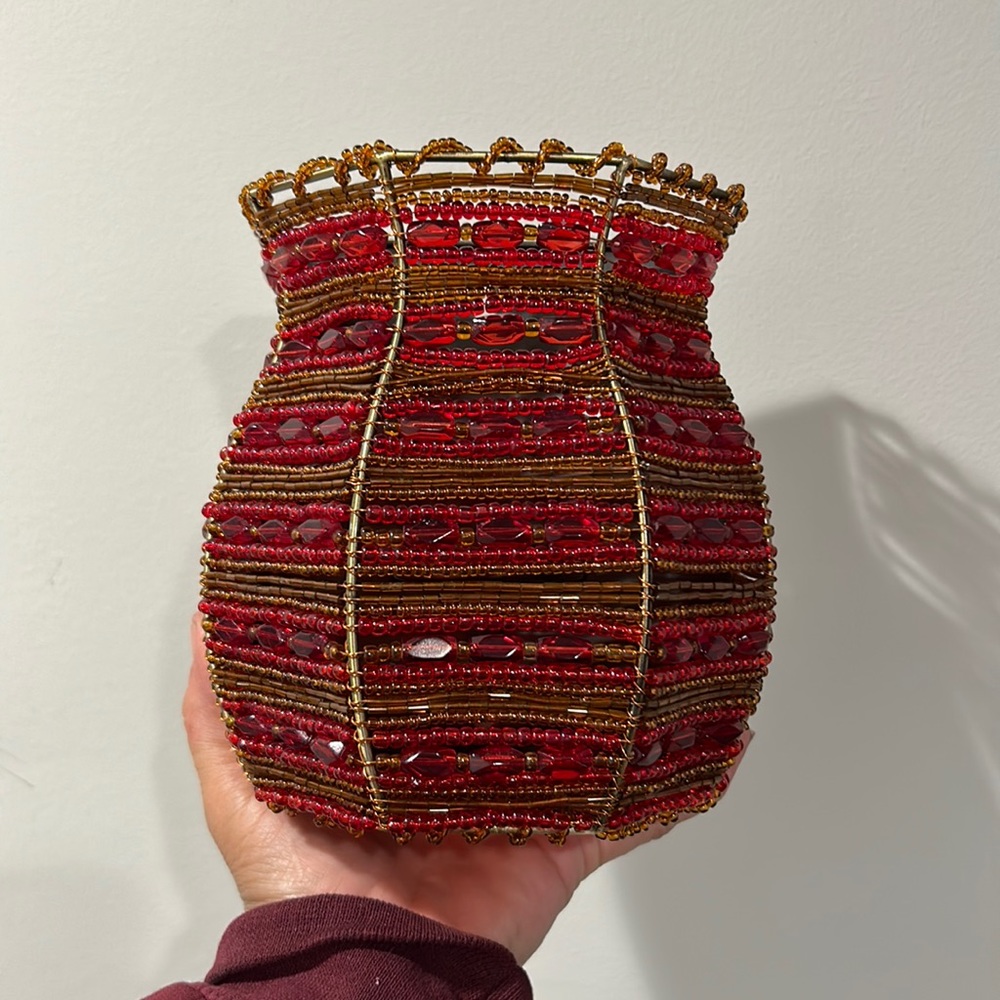 Party Lite Sparkling Bead Wall Sconce in Rich Ruby Red